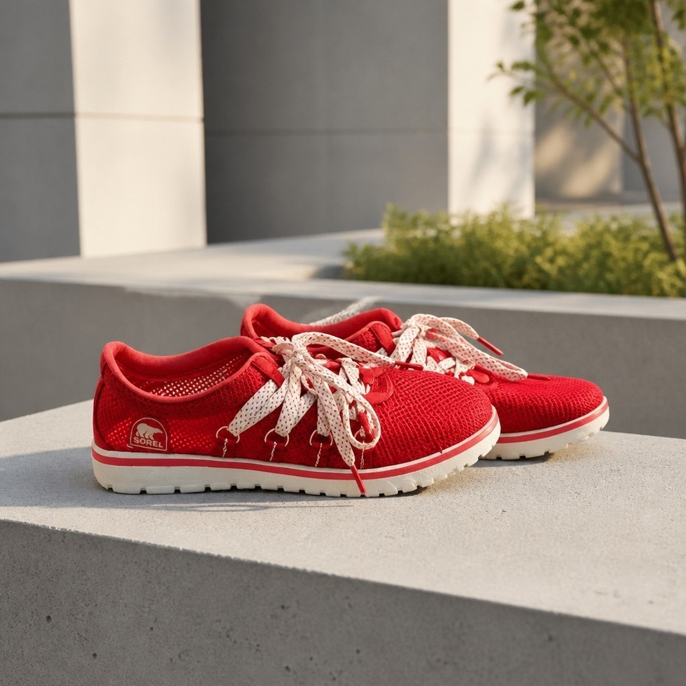 Sorel Women's Kinetic Sneaker Red Mesh Athletic Shoes Women's 7